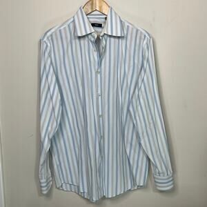 Boss by Hugo Boss 100% Cotton Long Sleeve Striped Men's Shirt Neck 17